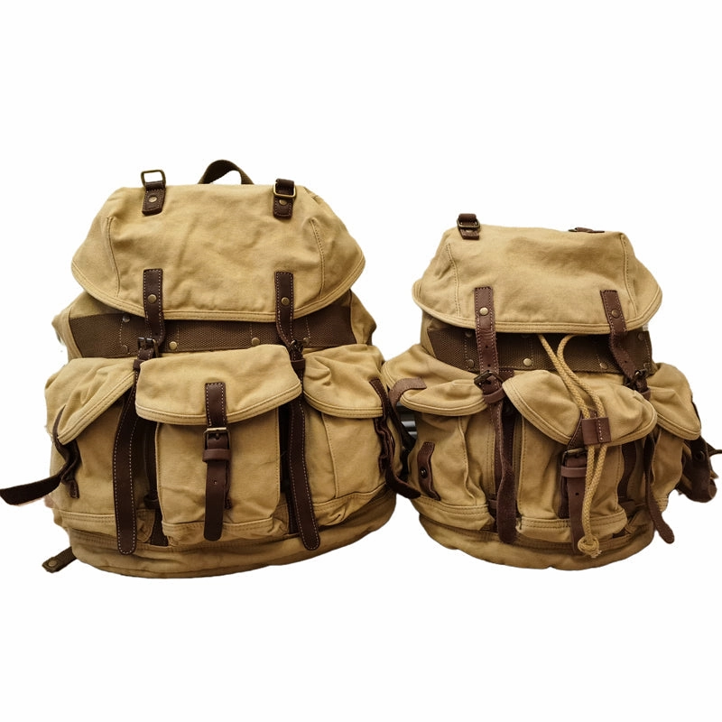 Army Green Canvas Travel Backpack for Men Canvas EDC Backpack Mens Canvas Hiking Backpack