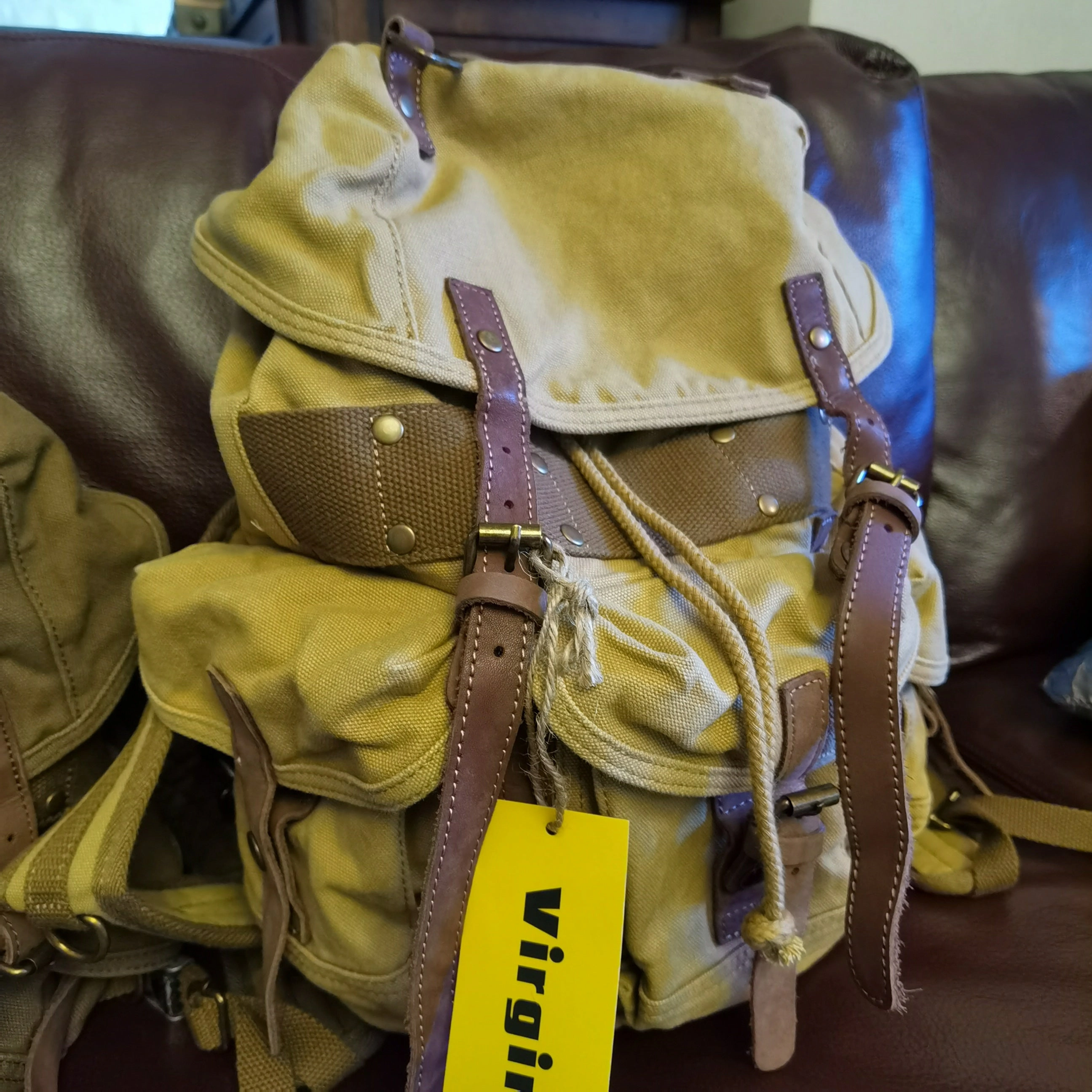 Army Green Canvas Travel Backpack for Men Canvas EDC Backpack Mens Canvas Hiking Backpack