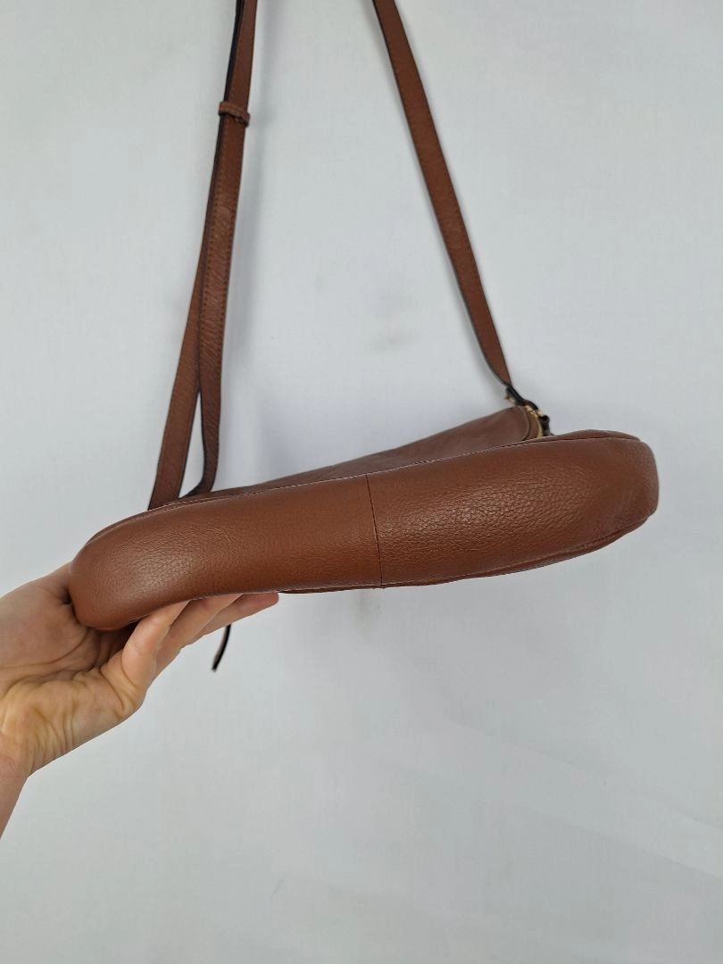Ashwood Chestnut Pebble Leather Rounded Crossbody Handbag