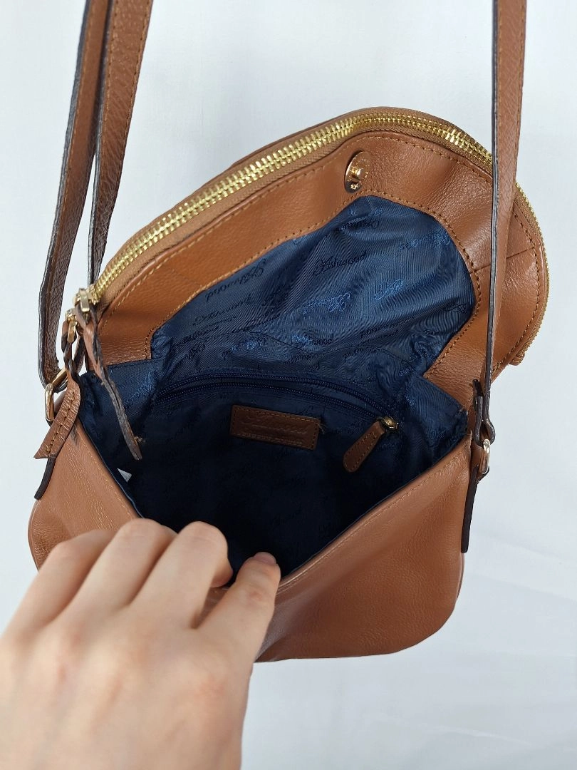 Ashwood Chestnut Pebble Leather Rounded Crossbody Handbag
