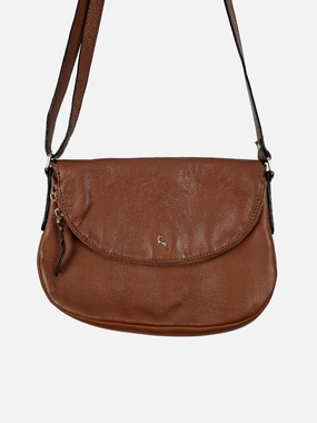 Ashwood Chestnut Pebble Leather Rounded Crossbody Handbag