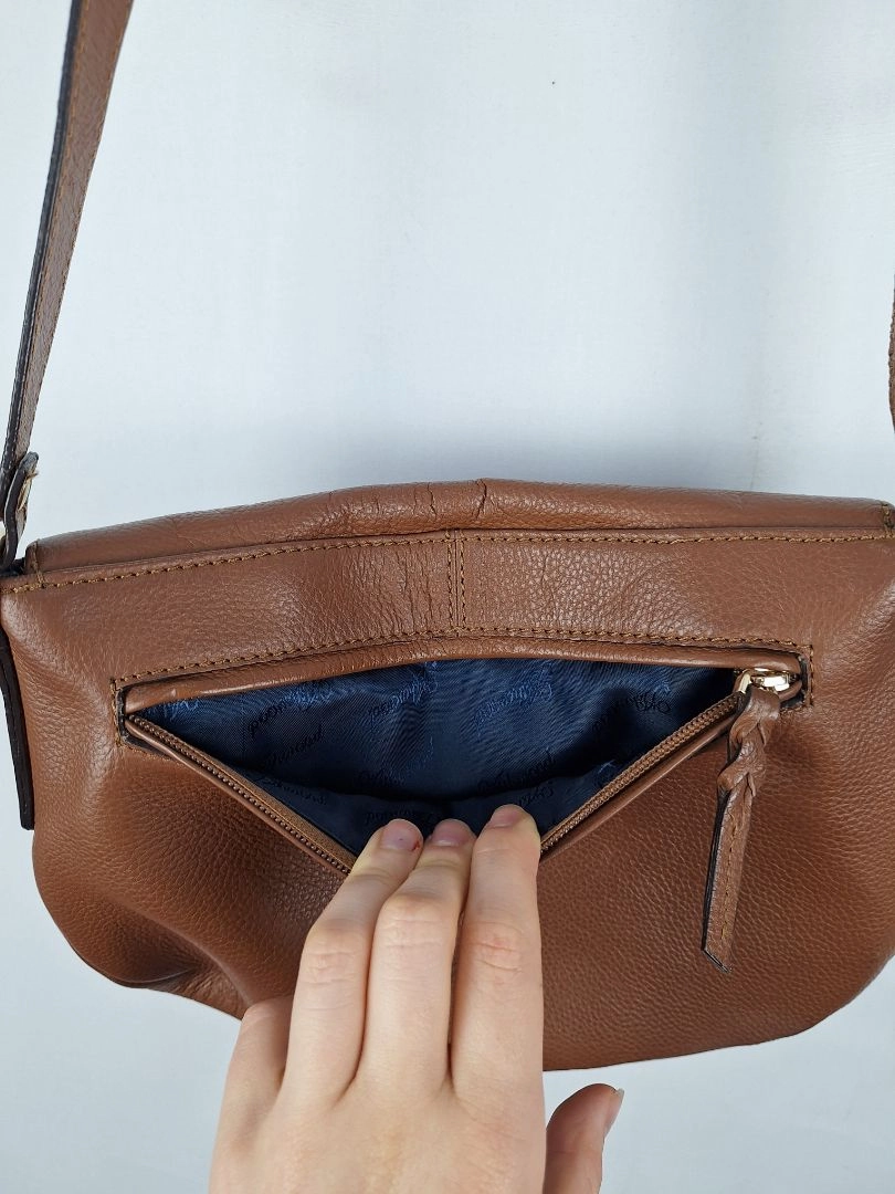 Ashwood Chestnut Pebble Leather Rounded Crossbody Handbag