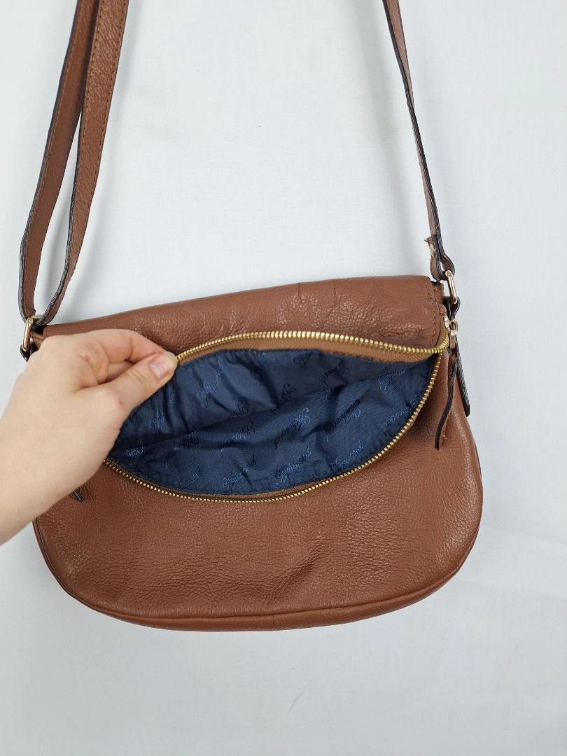 Ashwood Chestnut Pebble Leather Rounded Crossbody Handbag