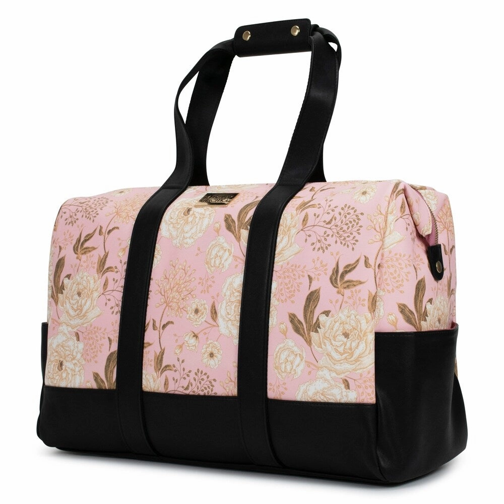 Badgley Mischka Essence Travel Tote Weekender Bag (Pink Floral)
