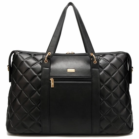 Badgley Mischka Quilted Vegan Leather Weekender Tote Bag