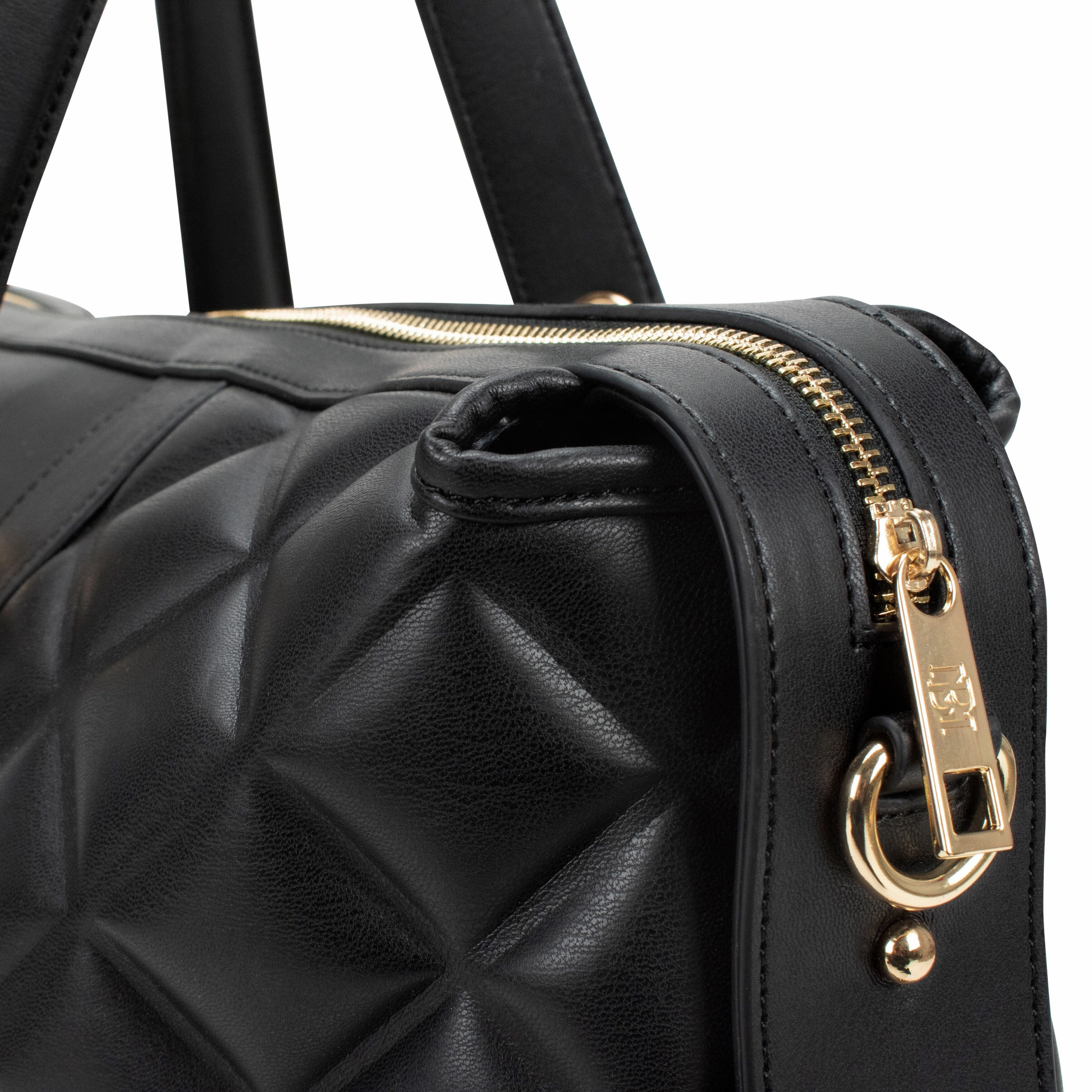 Badgley Mischka Quilted Vegan Leather Weekender Tote Bag