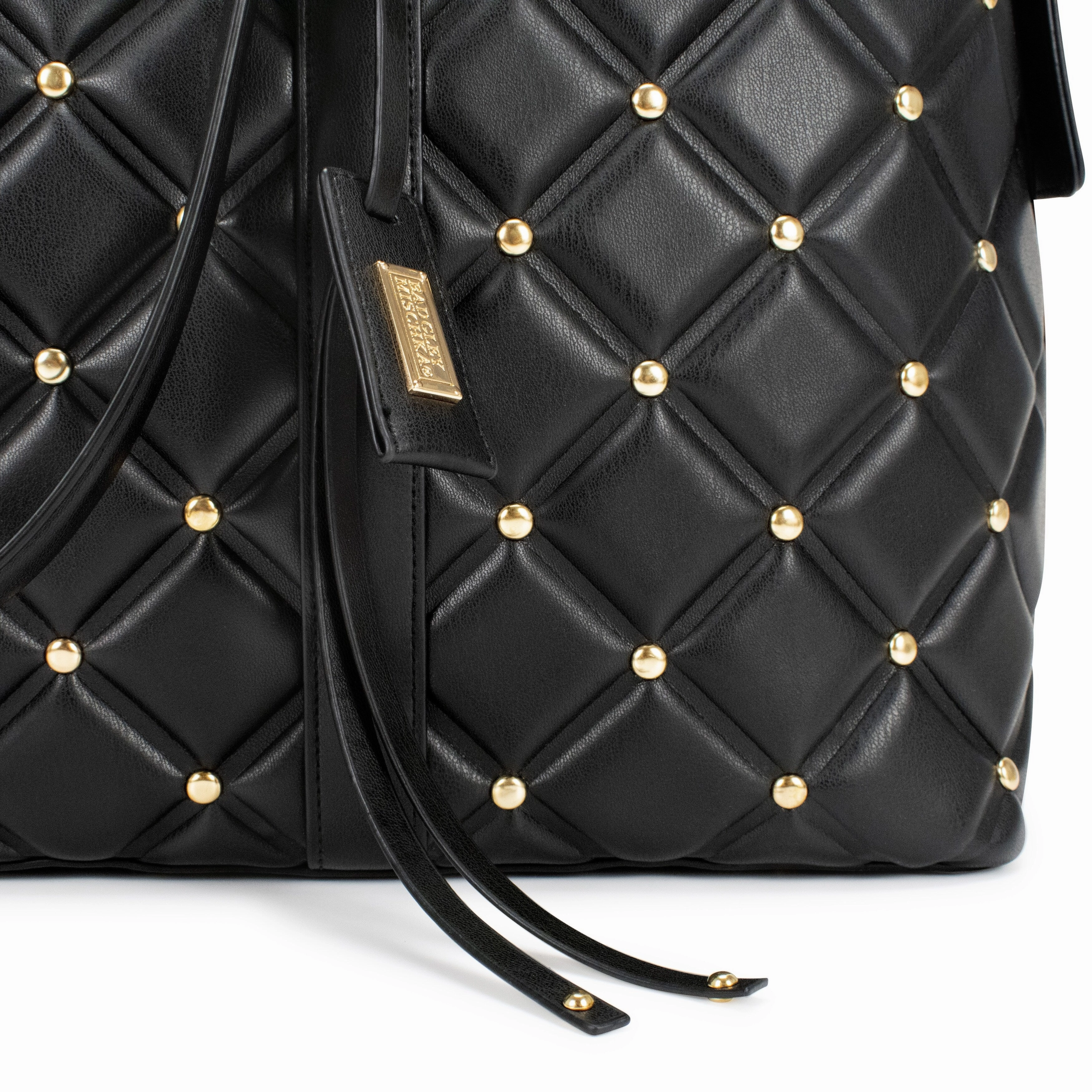 Badgley Mischka Quilted Vegan Leather Weekender Tote Bag