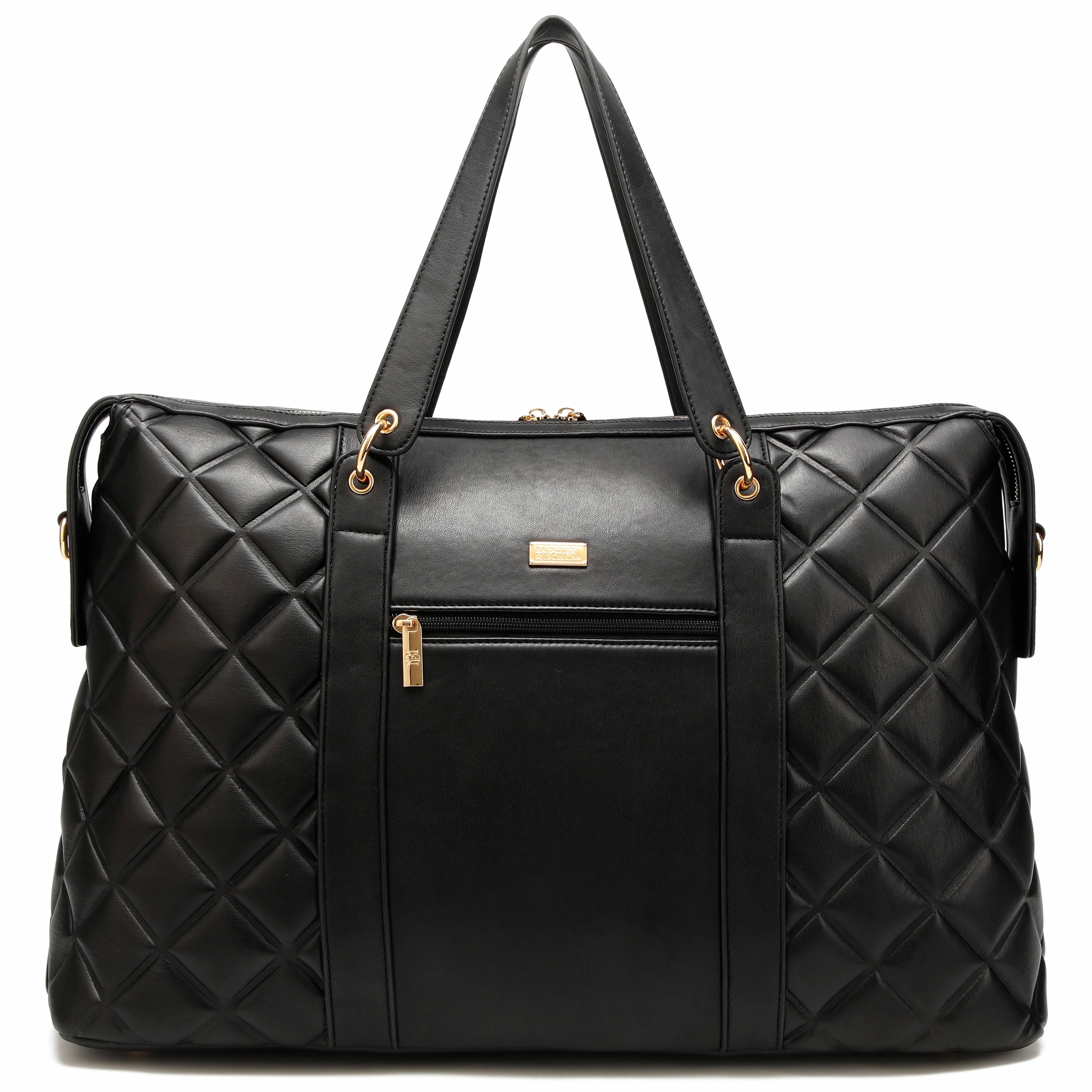 Badgley Mischka Quilted Vegan Leather Weekender Tote Bag