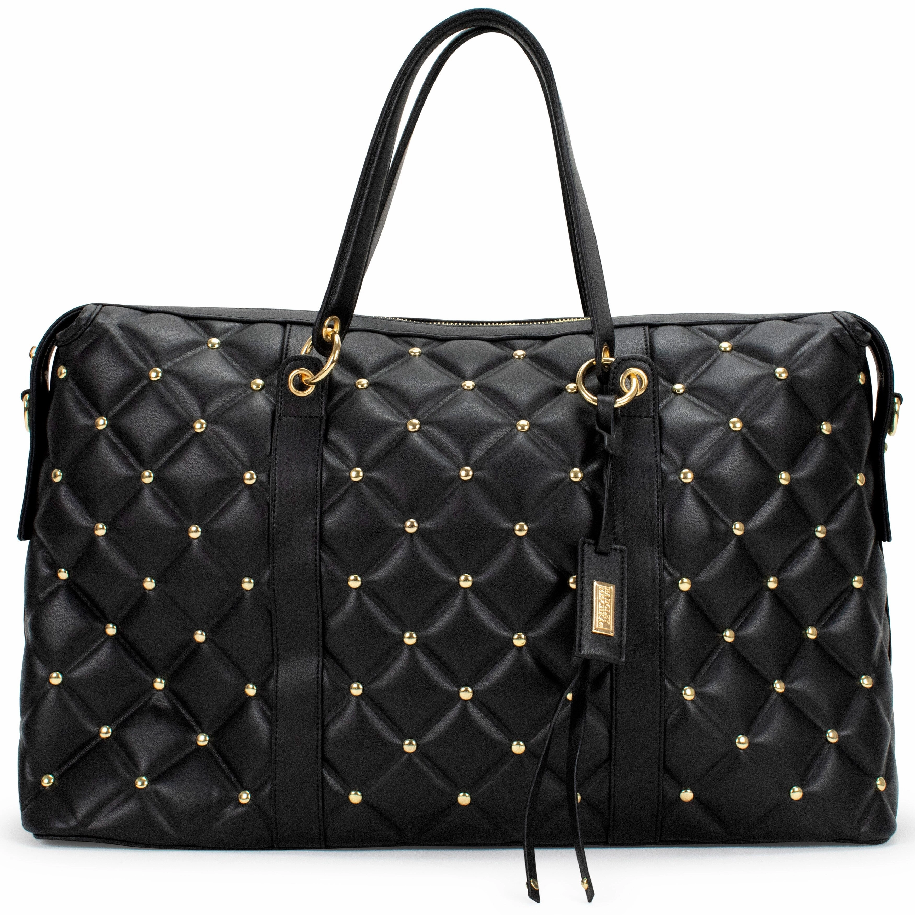 Badgley Mischka Quilted Vegan Leather Weekender Tote Bag