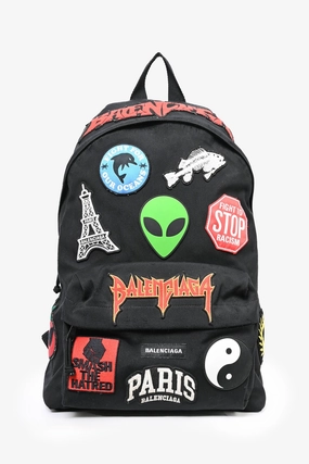 Balenciaga Black Canvas Multicolour Explorer Patch Backpack