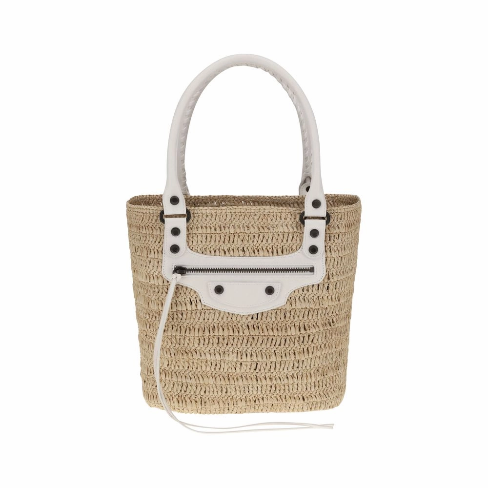 Balenciaga Le City small straw Shoulder Bag