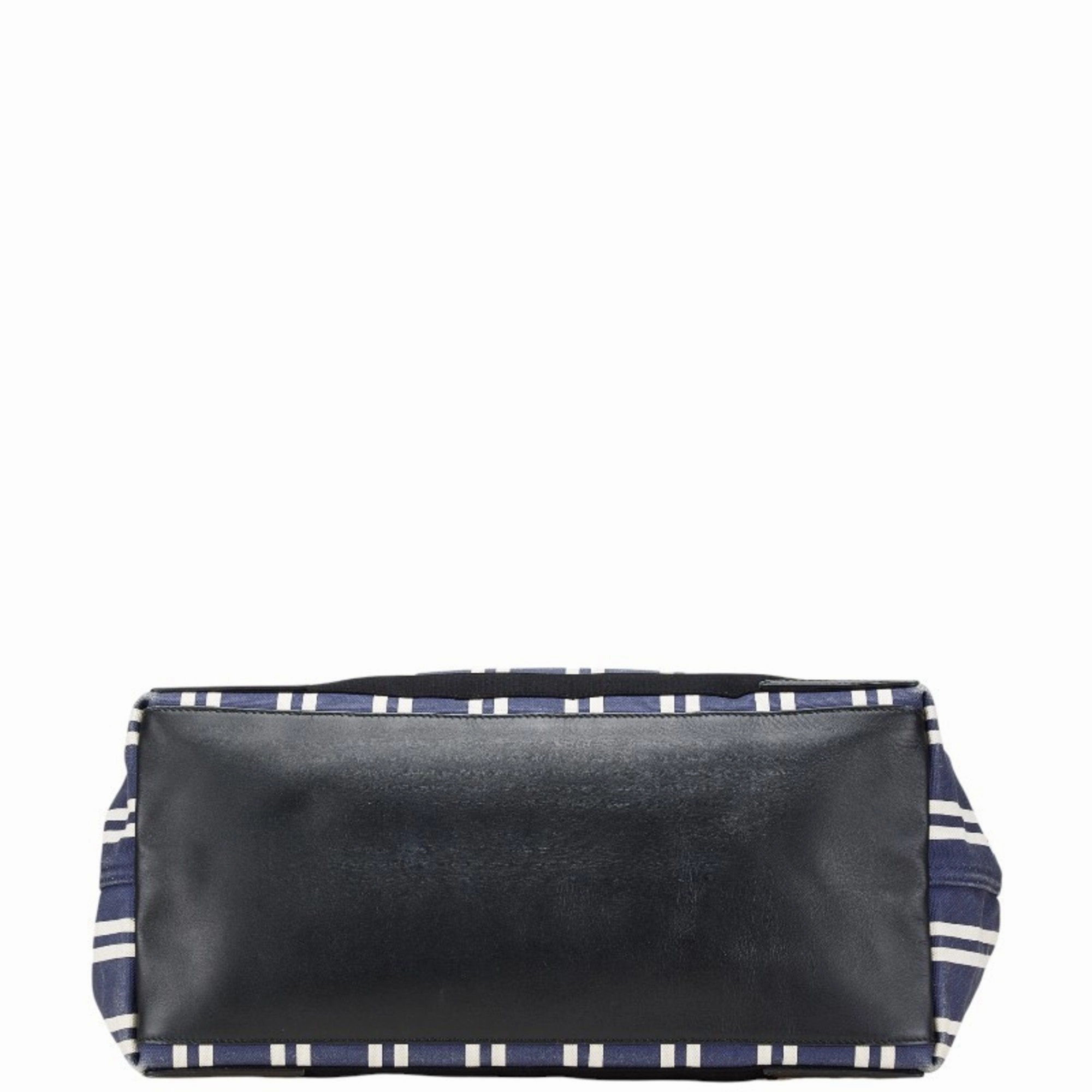 Balenciaga Navy Canvas Leather Handbag Tote Bag (Pre-Owned)