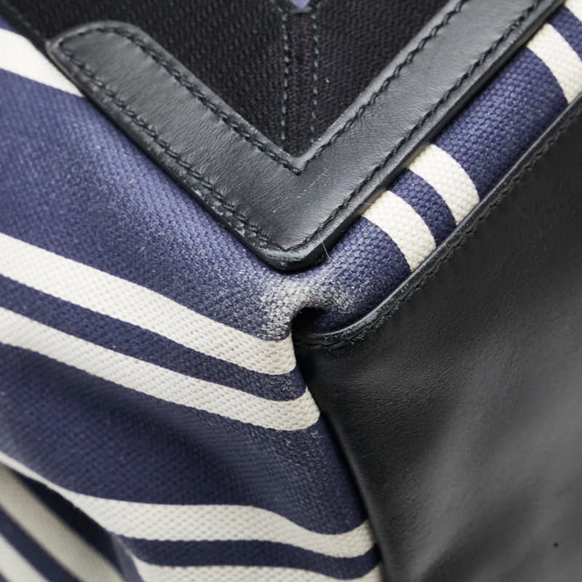 Balenciaga Navy Canvas Leather Handbag Tote Bag (Pre-Owned)