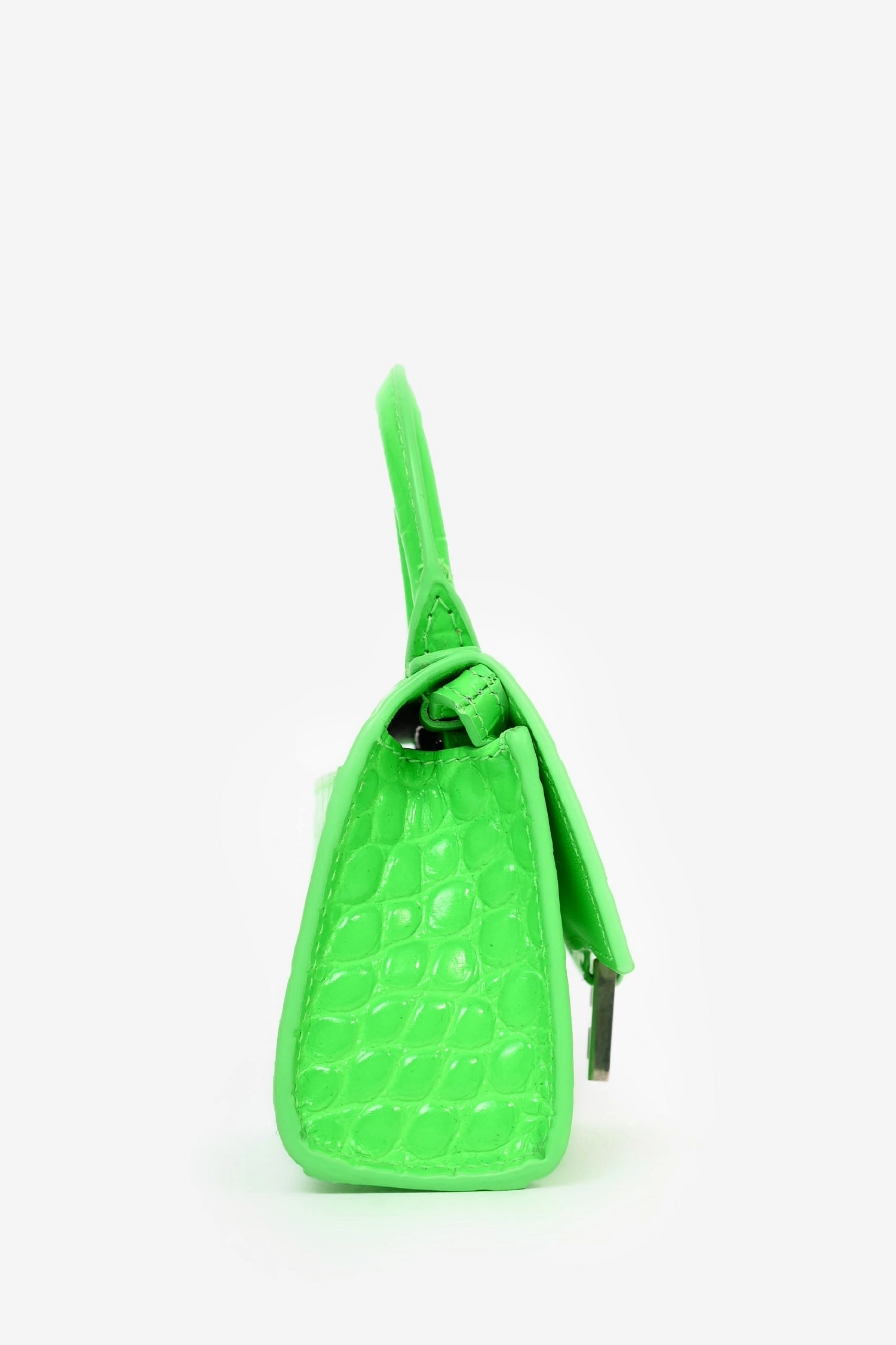 Balenciaga Neon Green Croc Embossed Nano Hourglass Crossbody