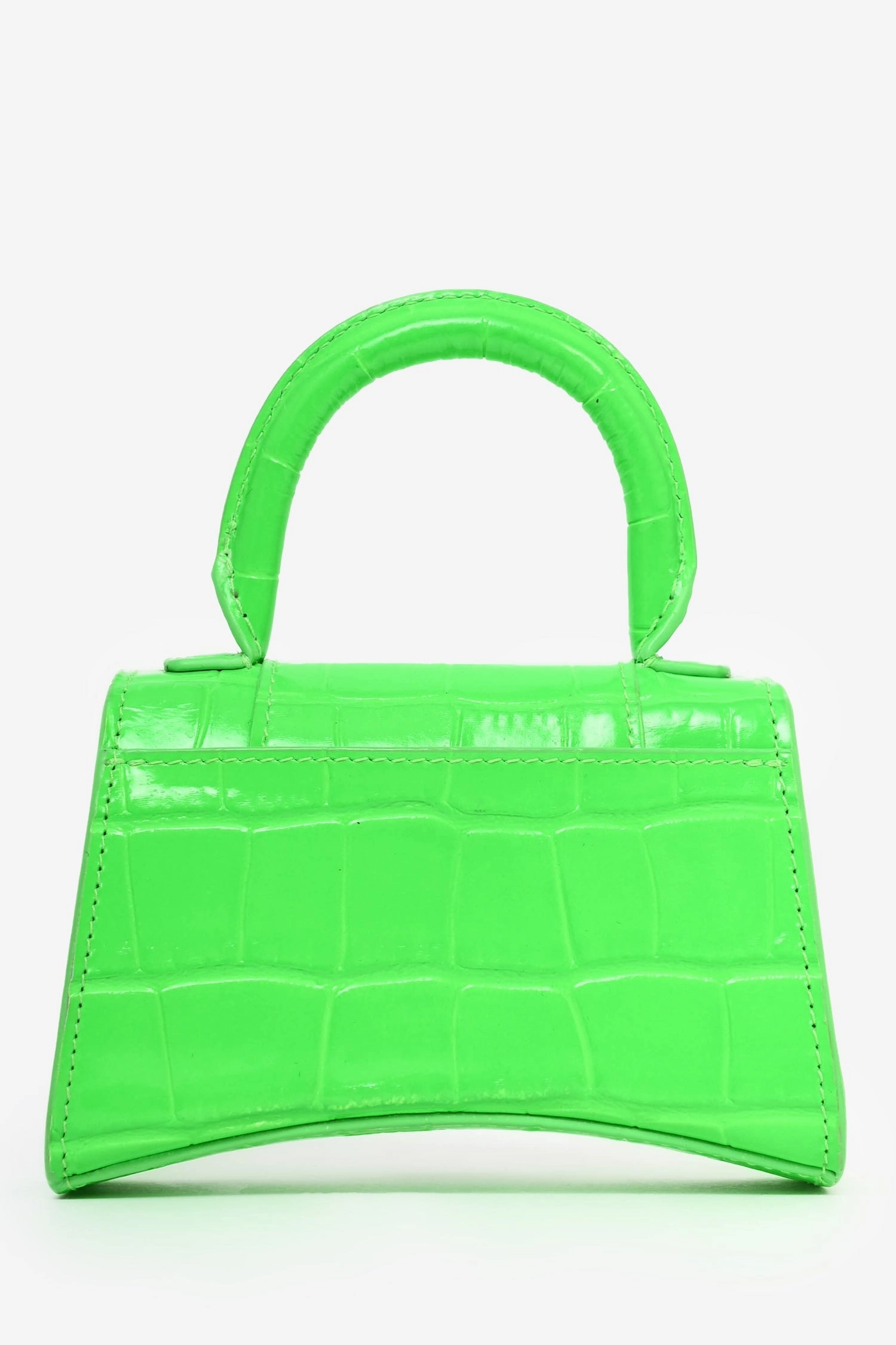 Balenciaga Neon Green Croc Embossed Nano Hourglass Crossbody