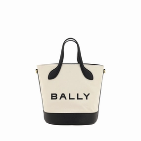 Bally Elegant Monogram Bucket Bag in Black & Women's White