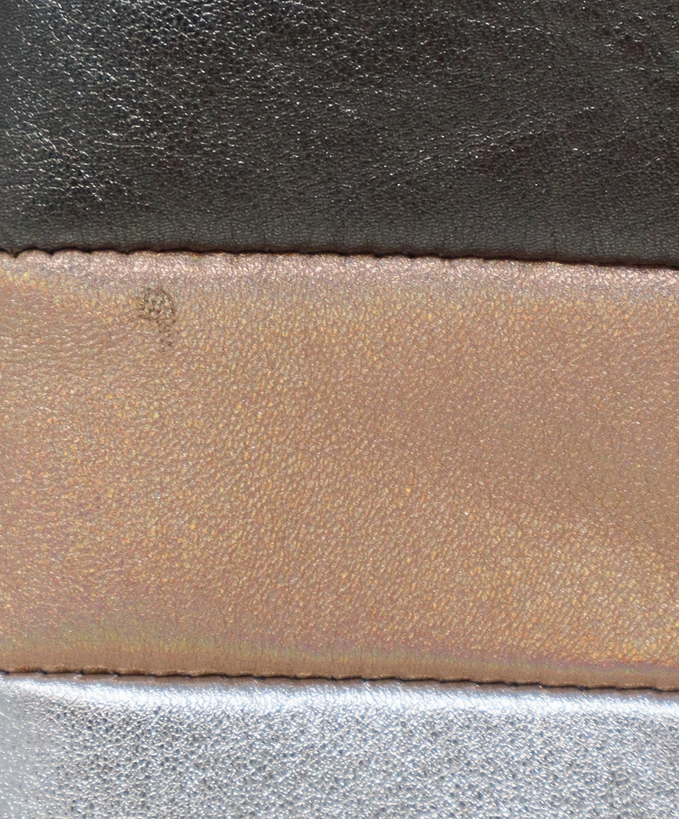 Balmain Metallic Silver & Rose Gold Leather Clutch