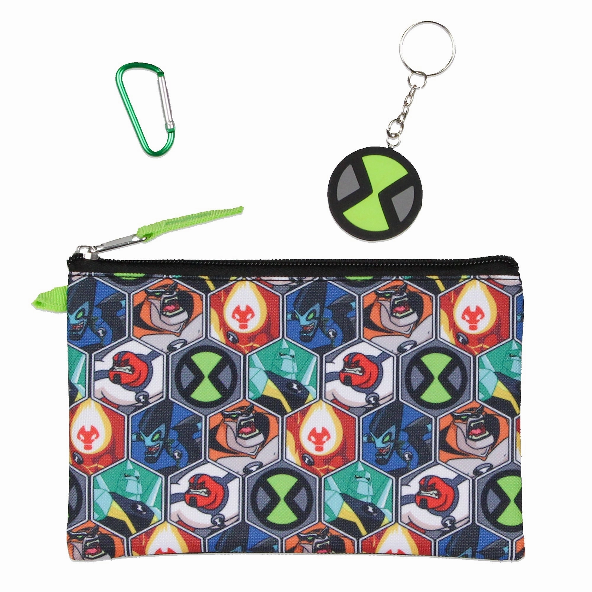 Ben 10 Omnitrix Aliens 5pc School Travel 16" Backpack Set Lunch Box Pencil Bag Keychain Carabiner - One Size