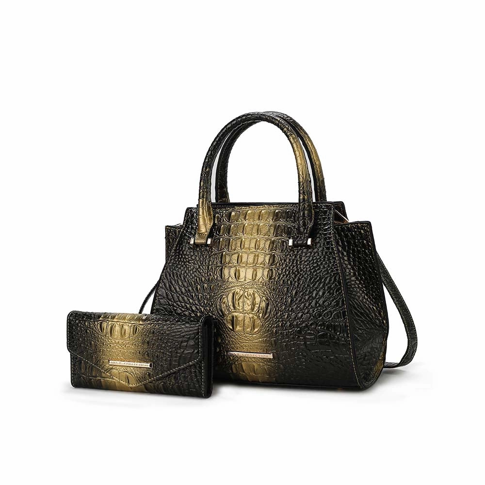 Bently Croc-Embossed Tote & Wallet Set Handbag by Mia K.