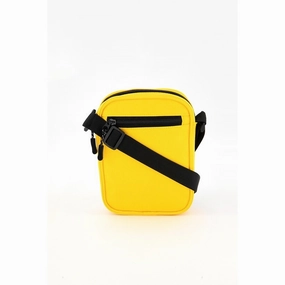Bespoke Men's Checkerboard-Print Mini Messenger Bag Yellow Size Regular