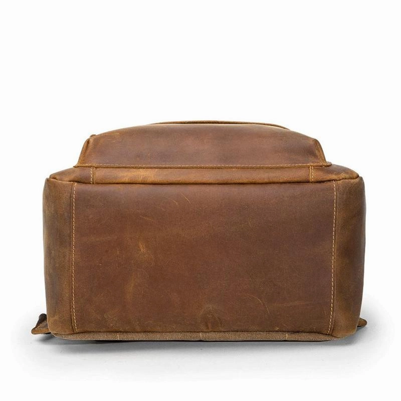 Best Brown Mens Leather 14 inches School Backpack Travel Backpack Top Computer Backpack For Men