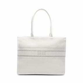 Betsey Johnson Bride Fabric Tote Handbag Off White