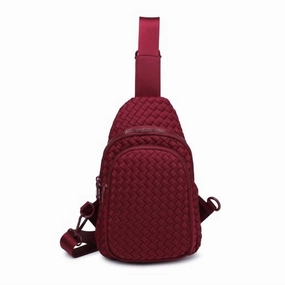 Beyond The Horizon - Woven Neoprene Sling Backpack In Burgundy