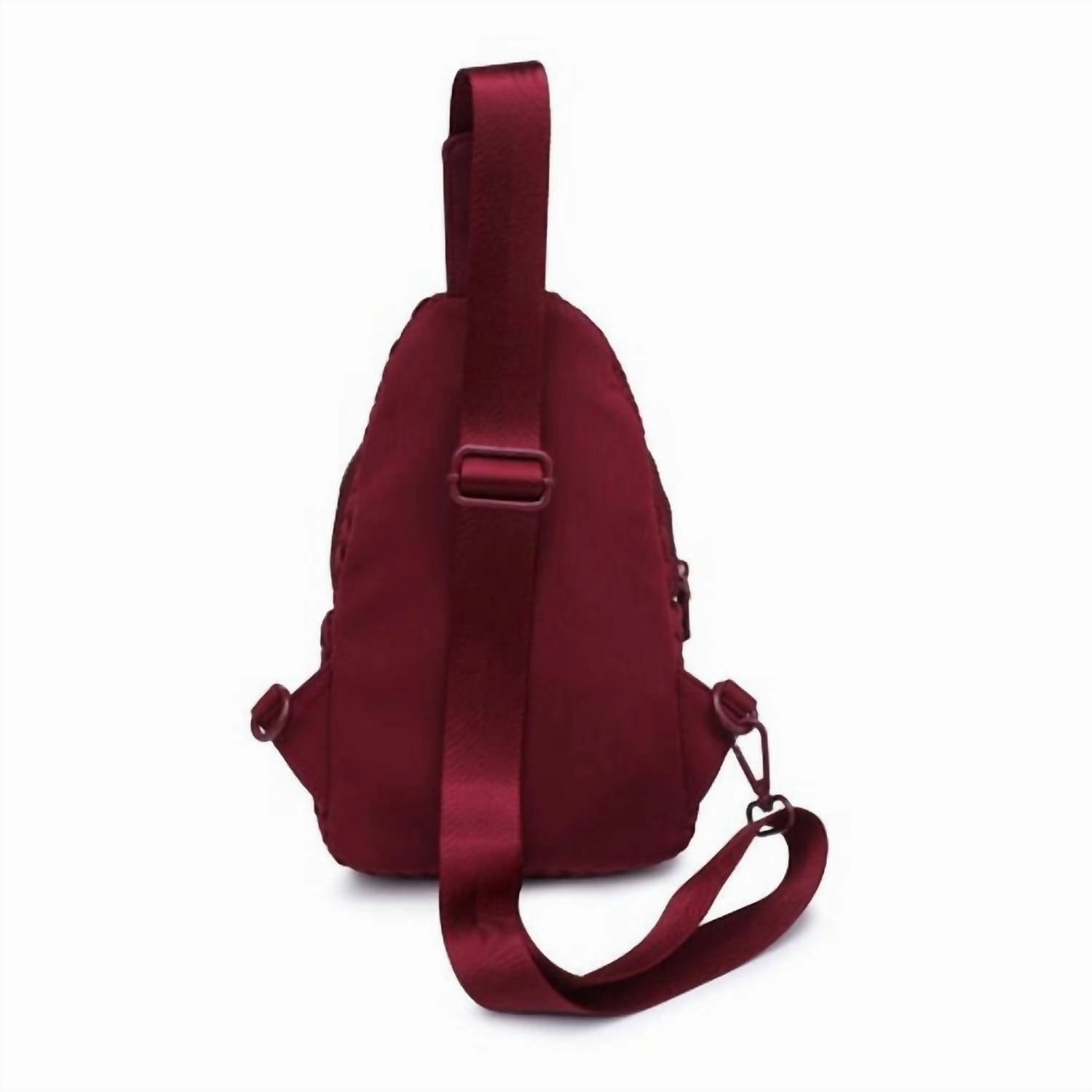 Beyond The Horizon - Woven Neoprene Sling Backpack In Burgundy