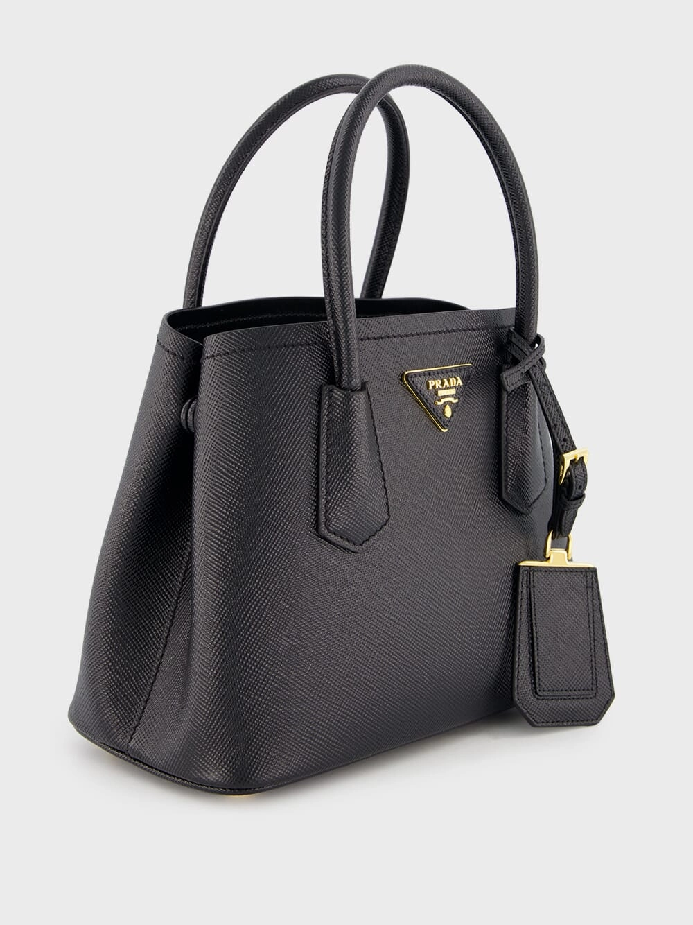 Black Double Saffiano Leather Mini Bag