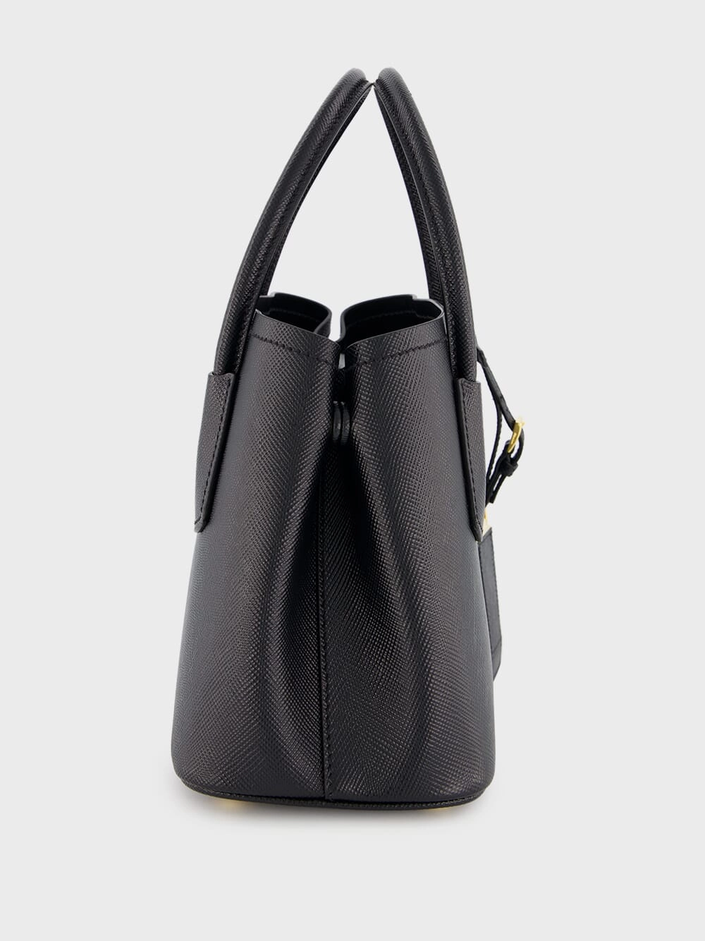 Black Double Saffiano Leather Mini Bag