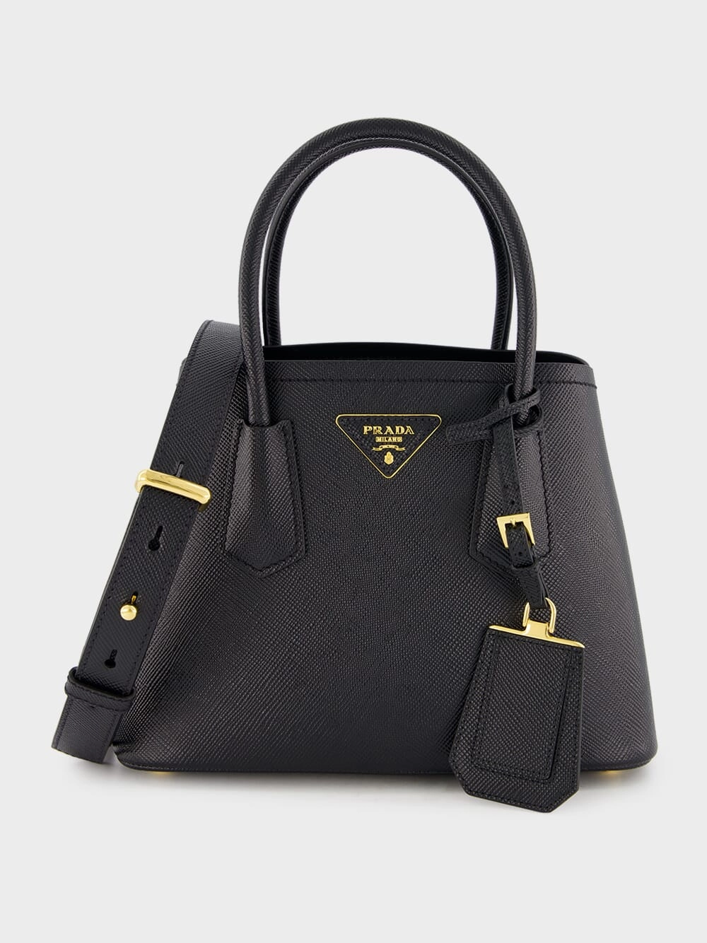 Black Double Saffiano Leather Mini Bag
