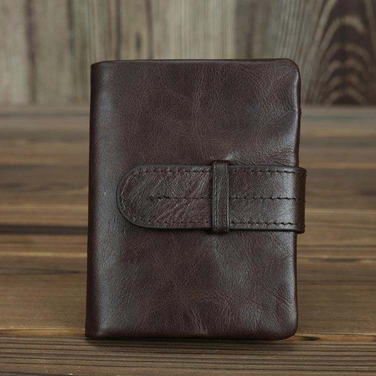 Black Leather Men's Bifold Long Wallet with Coin Pocket Billfold Wallet Card Wallet For Men