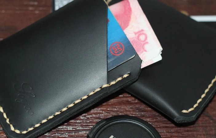 Black Leather Mens Slim Front Pocket Wallets Leather Card Wallet for Men