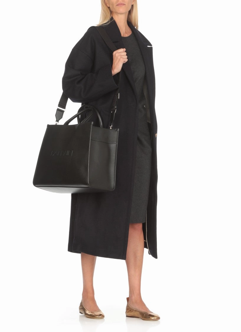 Black Leather Shopping Bag