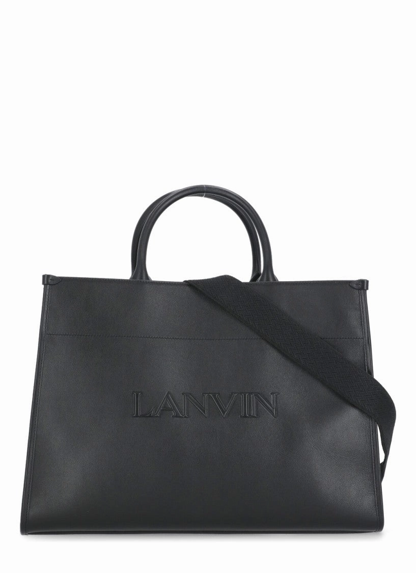 Black Leather Shopping Bag