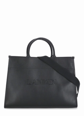 Black Leather Shopping Bag