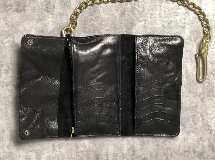 Black Wallet On Chain Leather Trifold Wallet on A Chain Trifold Leather Wallets for Men Biker Chain Wallets