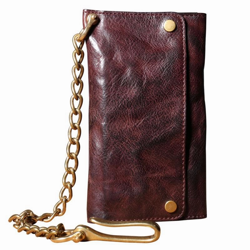 Black Wallet On Chain Leather Trifold Wallet on A Chain Trifold Leather Wallets for Men Biker Chain Wallets