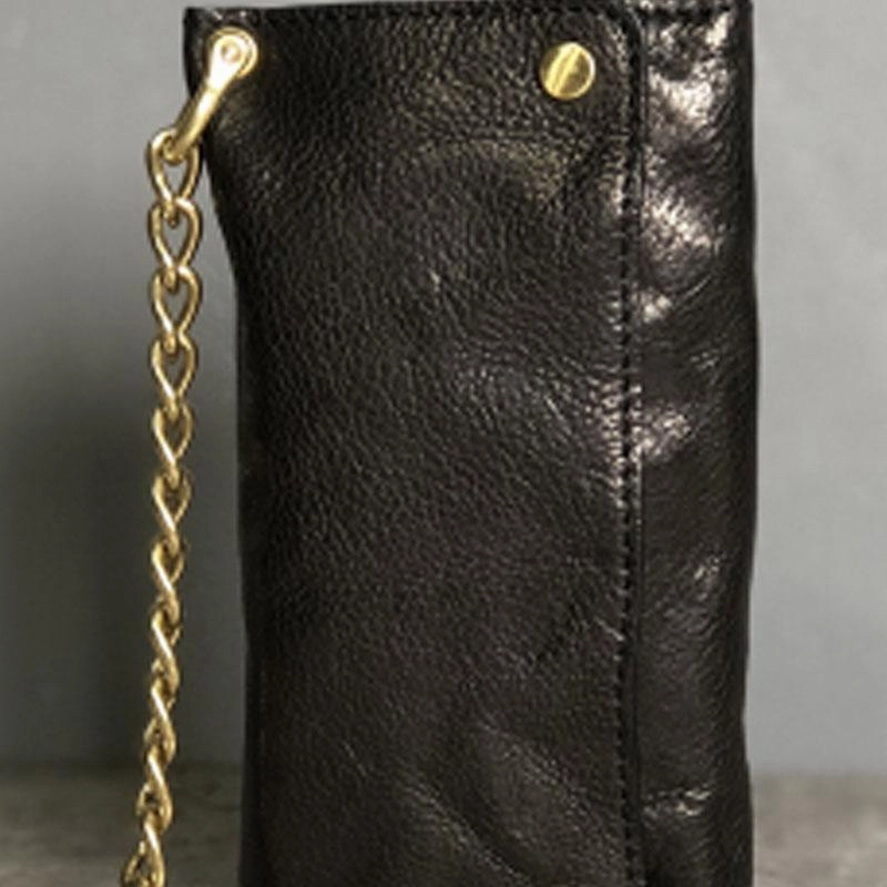 Black Wallet On Chain Leather Trifold Wallet on A Chain Trifold Leather Wallets for Men Biker Chain Wallets