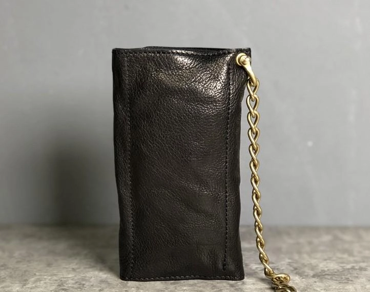 Black Wallet On Chain Leather Trifold Wallet on A Chain Trifold Leather Wallets for Men Biker Chain Wallets