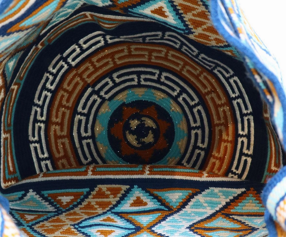 Blue & Orange Woven Cotton Handbag
