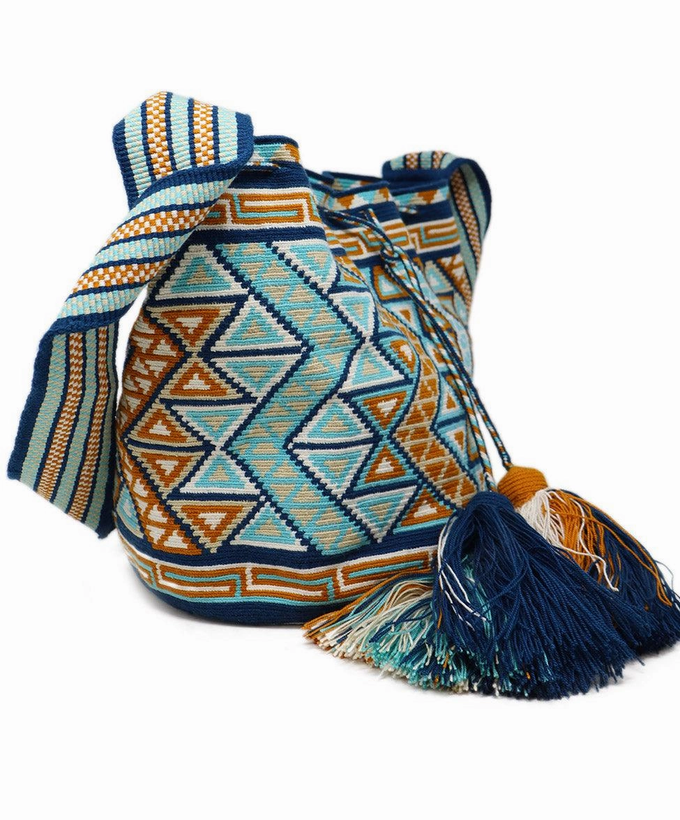 Blue & Orange Woven Cotton Handbag