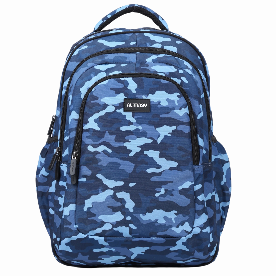 Blue Camouflage Large School Backpack