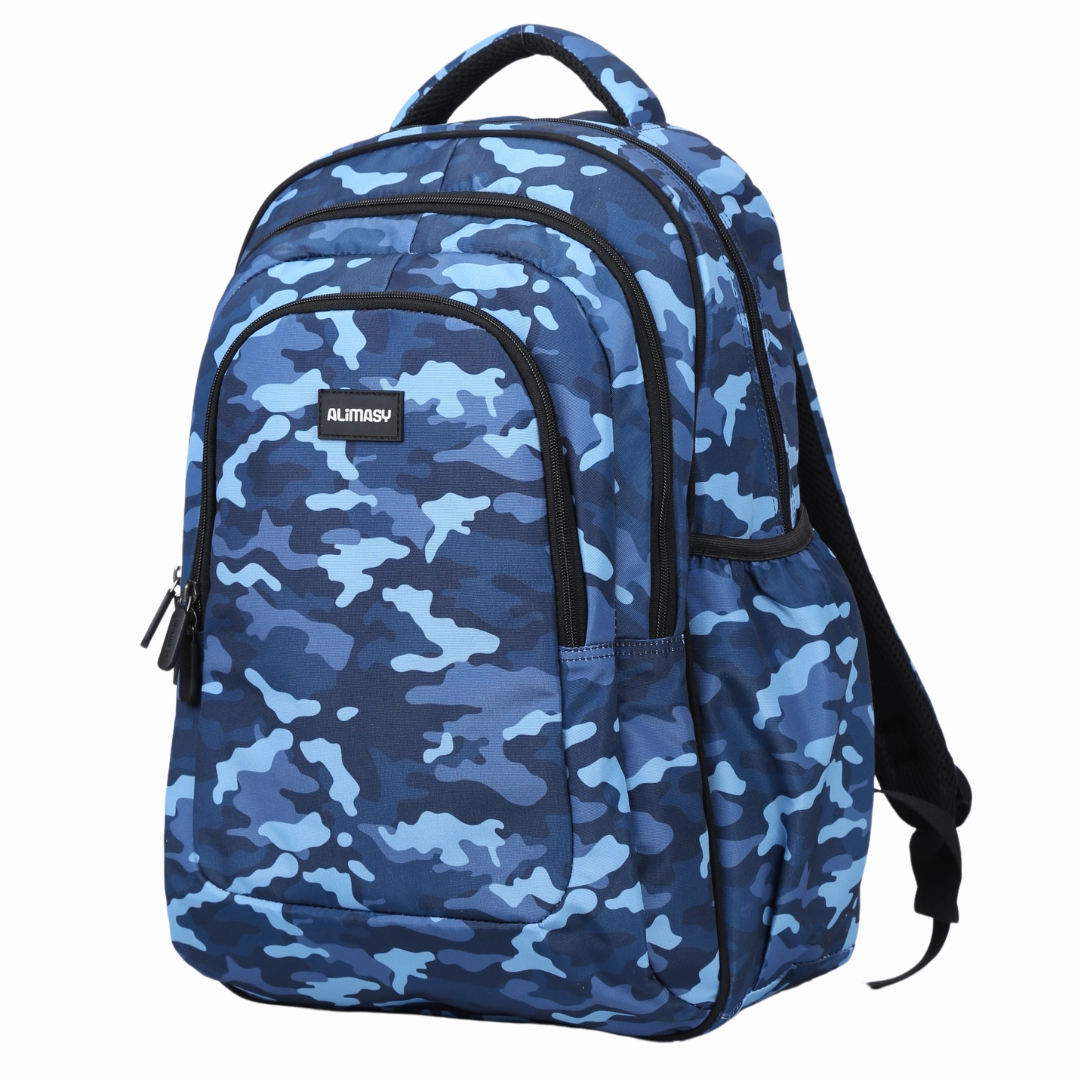 Blue Camouflage Large School Backpack