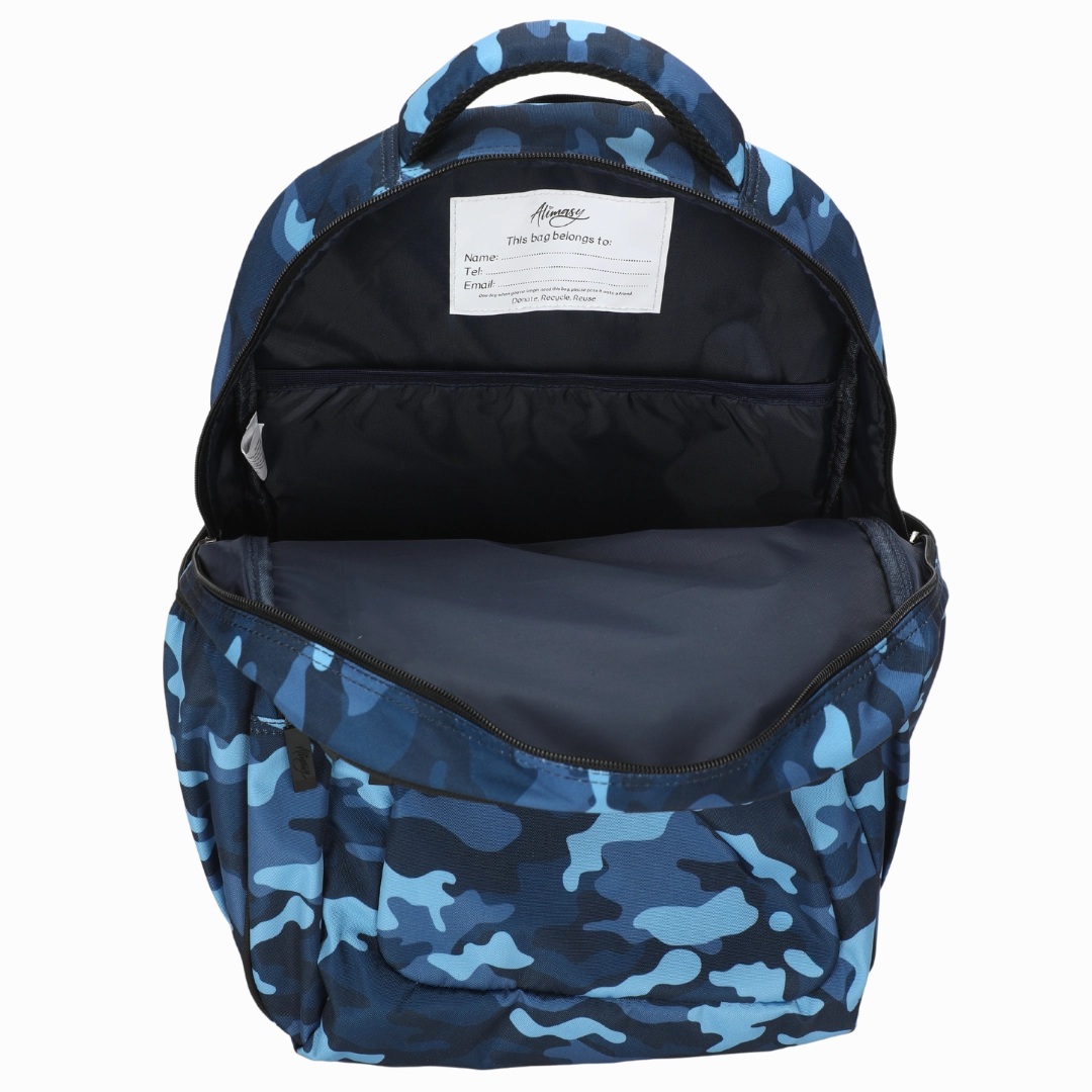 Blue Camouflage Large School Backpack
