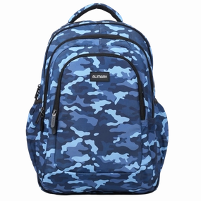 Blue Camouflage Large School Backpack