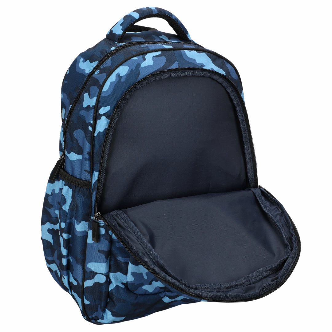 Blue Camouflage Large School Backpack