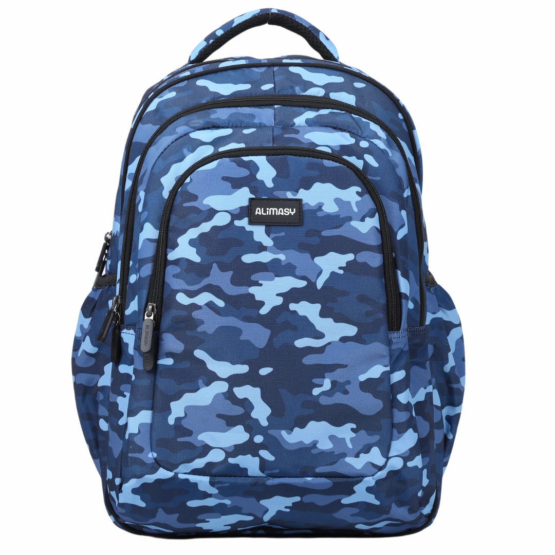 Blue Camouflage Large School Backpack