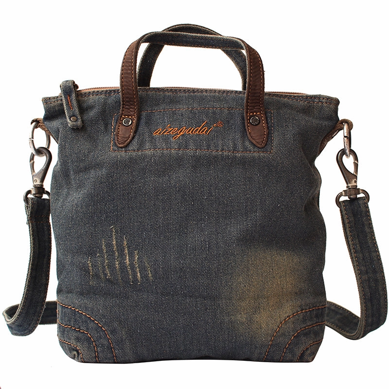 Blue Denim Womens Small Tote Bags Denim Small Tote Side Bags Vintage Small Crossbody Bag For Women