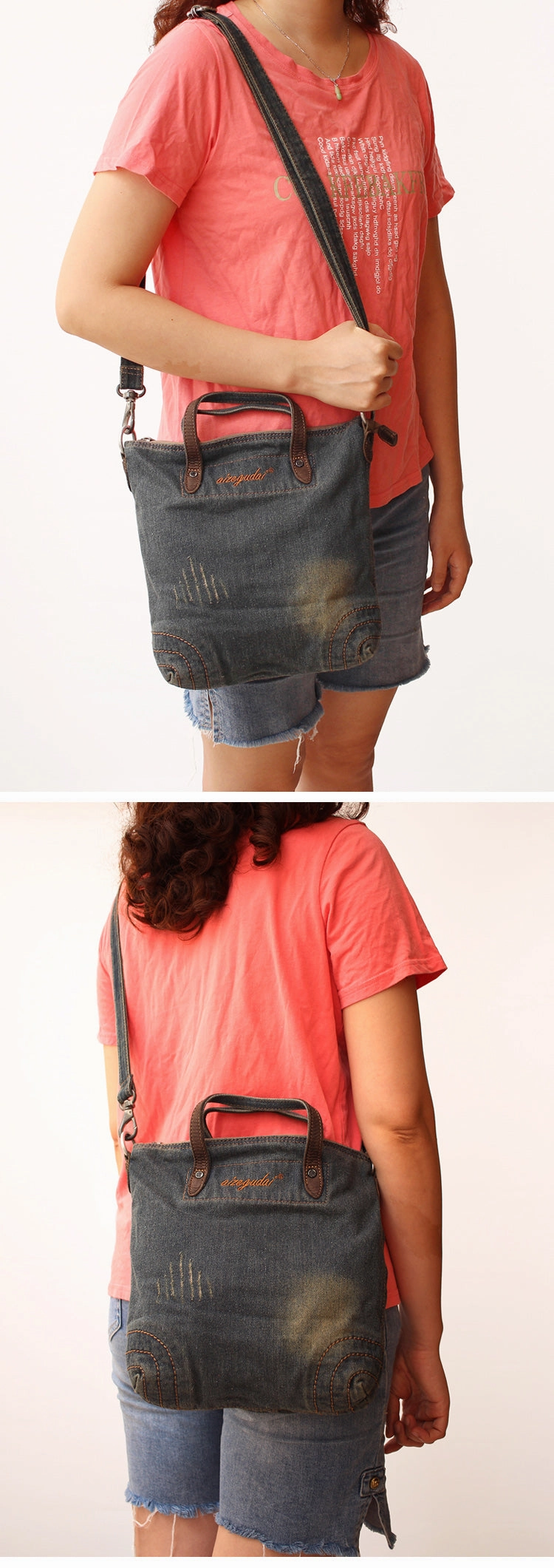 Blue Denim Womens Small Tote Bags Denim Small Tote Side Bags Vintage Small Crossbody Bag For Women